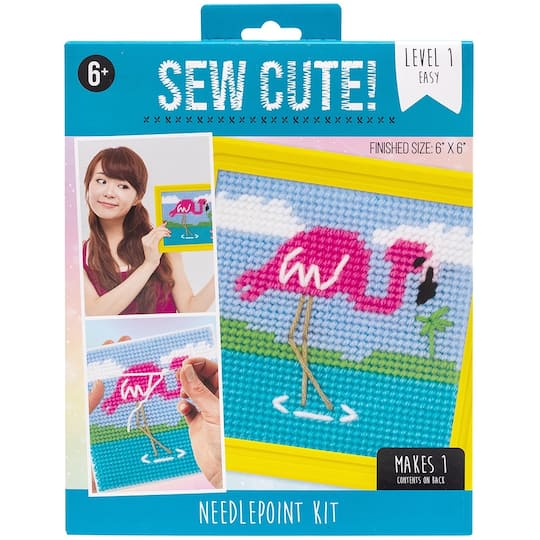 American Crafts&#x2122; Sew Cute! Flamingo Needlepoint Kit